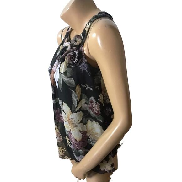IN SAN FRANCISCO Womens Size Medium Floral Print Sleeveless Tank Top Shirt Lined - Picture 2 of 7
